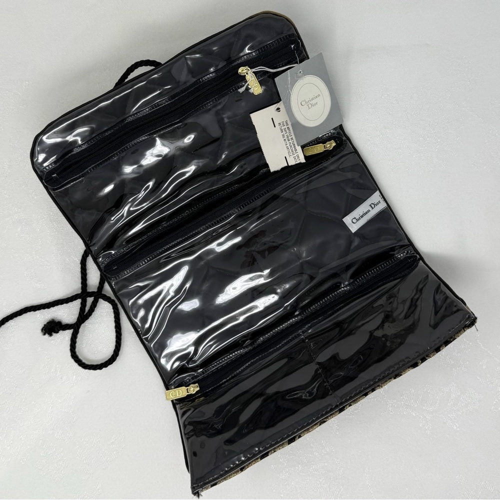 Vintage Christian Dior Houndstooth Travel Jewelry Organizer Roll Case CD gold - Picture 9 of 16